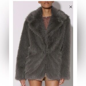 Walter Baker Gray Teddy Jacket with Luxurious Plush Texture